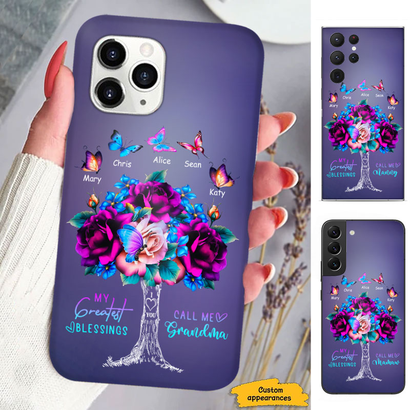 My Greatest Blessings Rose Tree Butterflies Grandma Personalized Phone Case