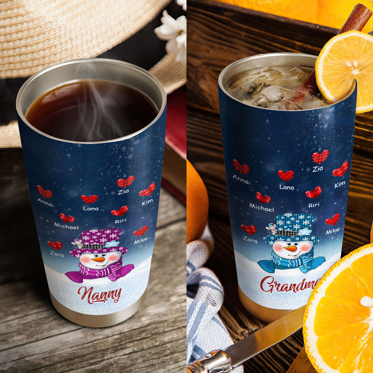 Snowman Grandma Nana Mimi Mom Personalized Tumbler
