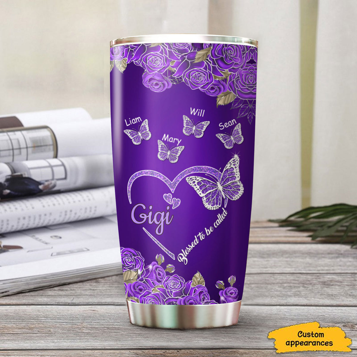 Butterfly Blessed to be called Mom Grandma Nana Mimi Gigi Auntie Personalized Tumbler