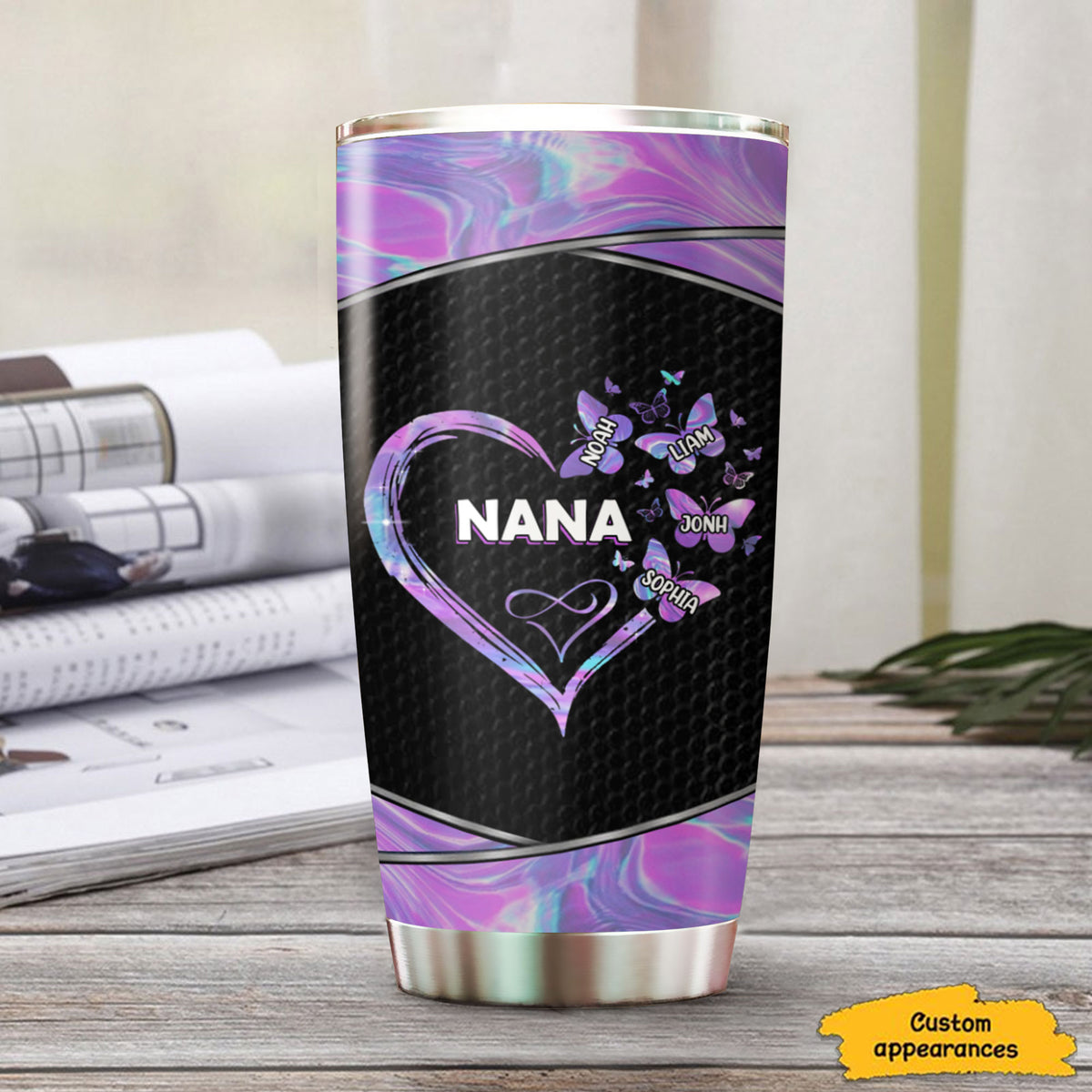 Hologram Heart Grandma Mimi Nana Gigi Mommy Auntie Personalized Tumbler SC512417 - Drive mockup HP07NOV23HL02