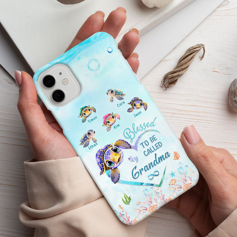 Cute Sea Turtle Heart Blessed To Be Called Grandma Personalized Phone Case - Drive mockup HP13MAR24HL03