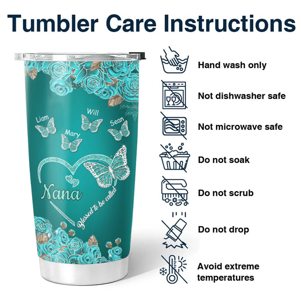 Butterfly Blessed to be called Mom Grandma Nana Mimi Gigi Auntie Personalized Tumbler