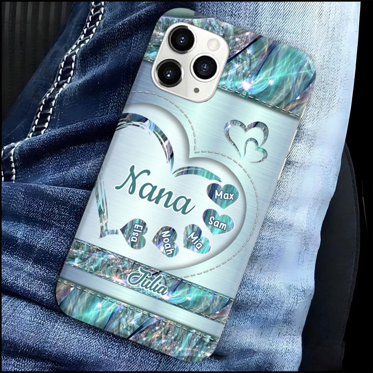 Pink Hologram Heart Grandma Personalized Phone Case - Drive mockup HP28OCT24HL06