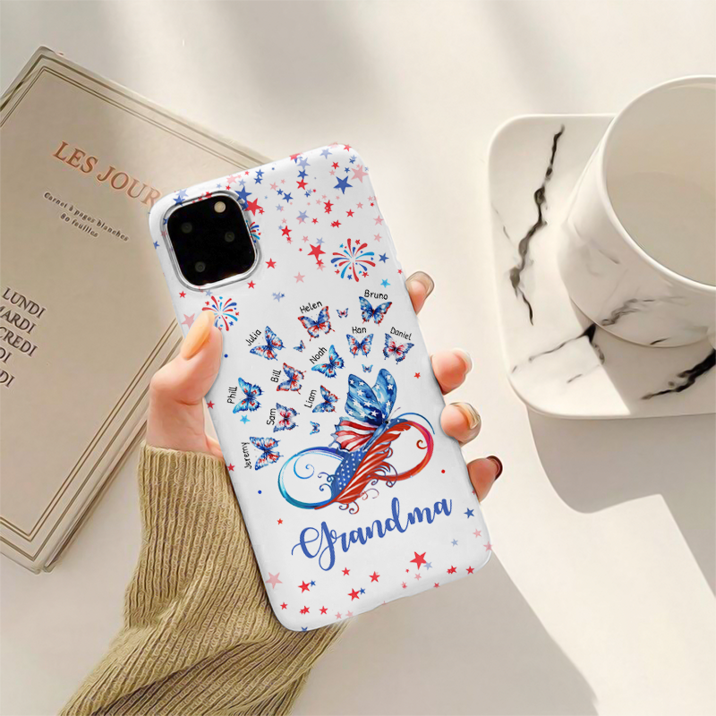4th Of July Patriotic Butterfly Infinity Grandma Grandkids Personalized Phone Case