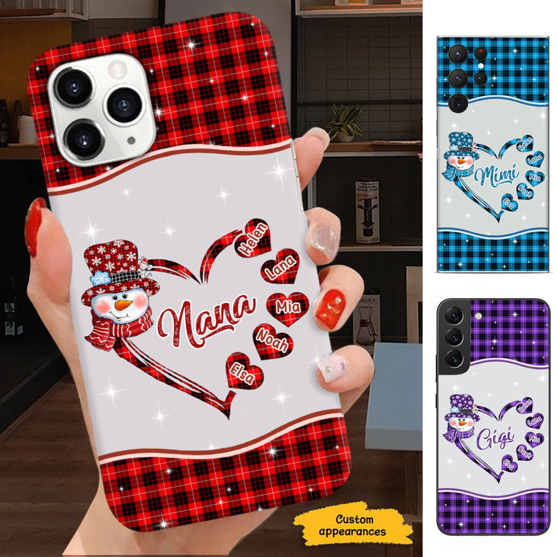 Christmas Snowman Plaid Heart Grandma Personalized Phone Case