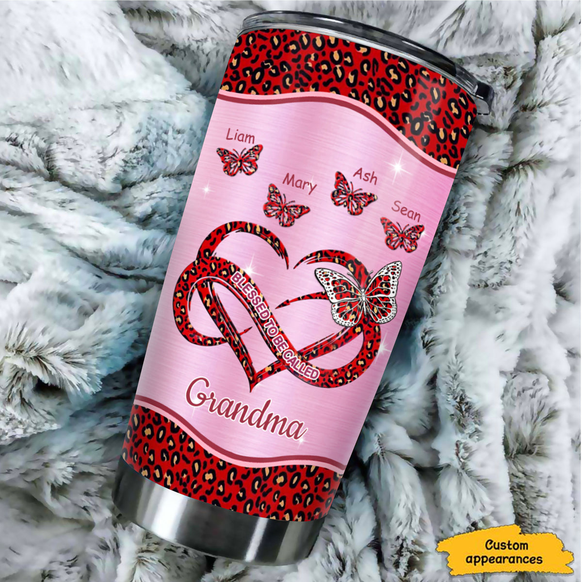 Butterfly Blessed to be called Grandma Mimi Nana Mommy Auntie Personalized Tumbler SC51245 - Drive mockup HP08DEC23HL01
