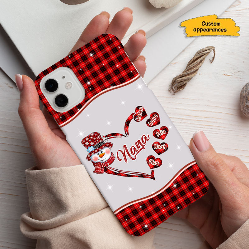 Christmas Snowman Plaid Heart Grandma Personalized Phone Case
