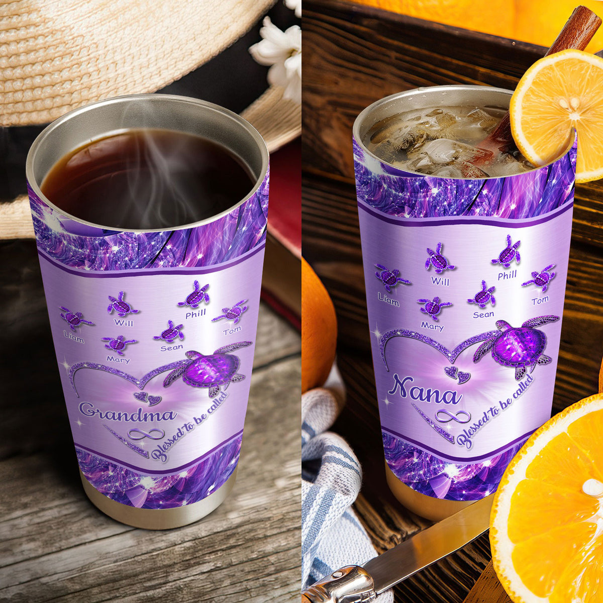 Turtle Blessed to be called Nana Mimi Gigi Grandma Personalized Tumbler - Drive mockup HP24HL27JUN02