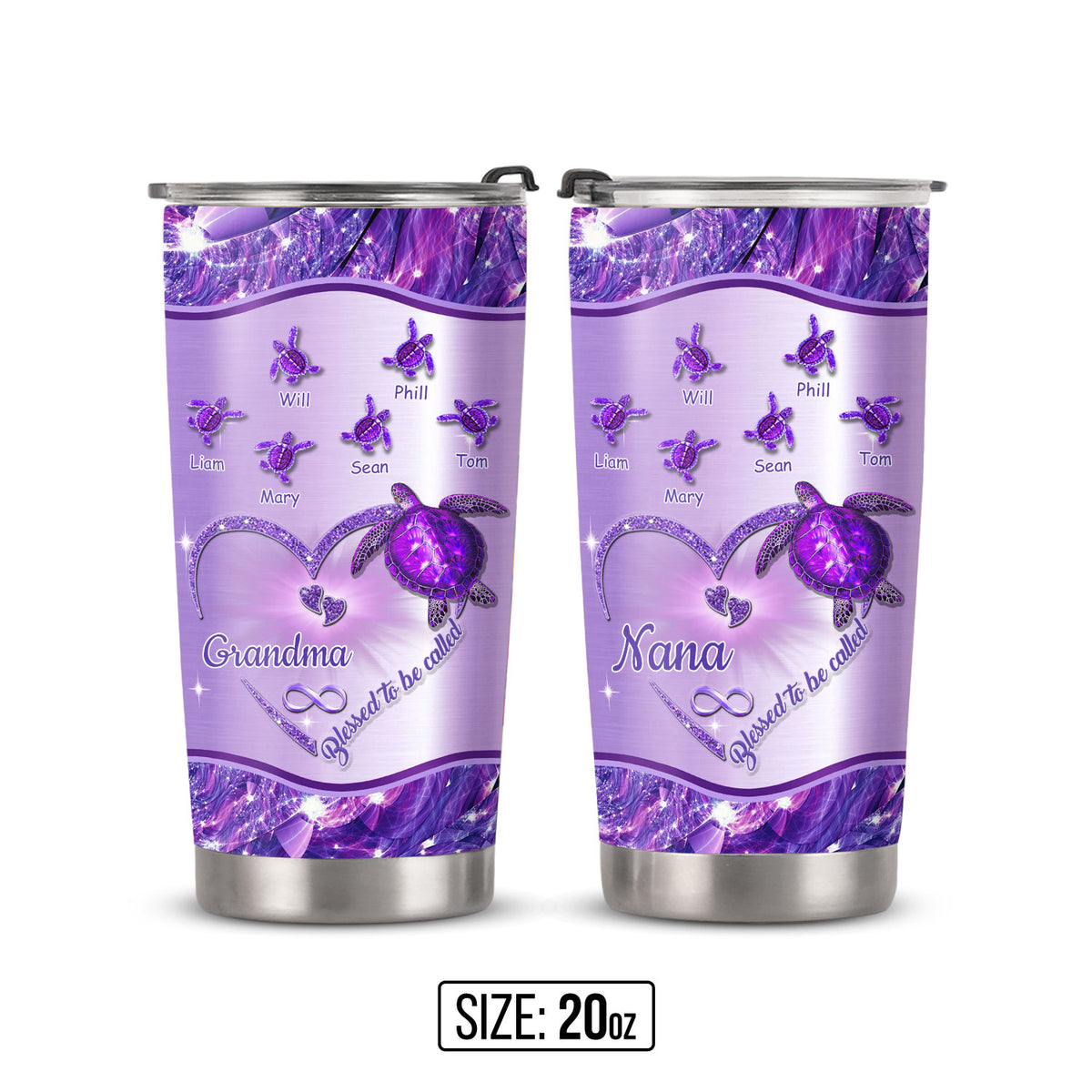 Turtle Blessed to be called Nana Mimi Gigi Grandma Personalized Tumbler - Drive mockup HP24HL27JUN02