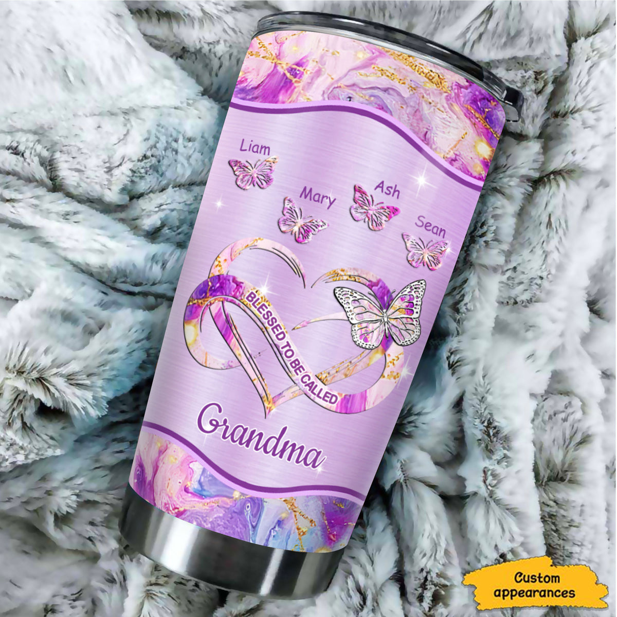 Butterfly Blessed to be called Grandma Mimi Nana Mommy Auntie Personalized Tumbler SC51245 - Drive mockup HP08DEC23HL01