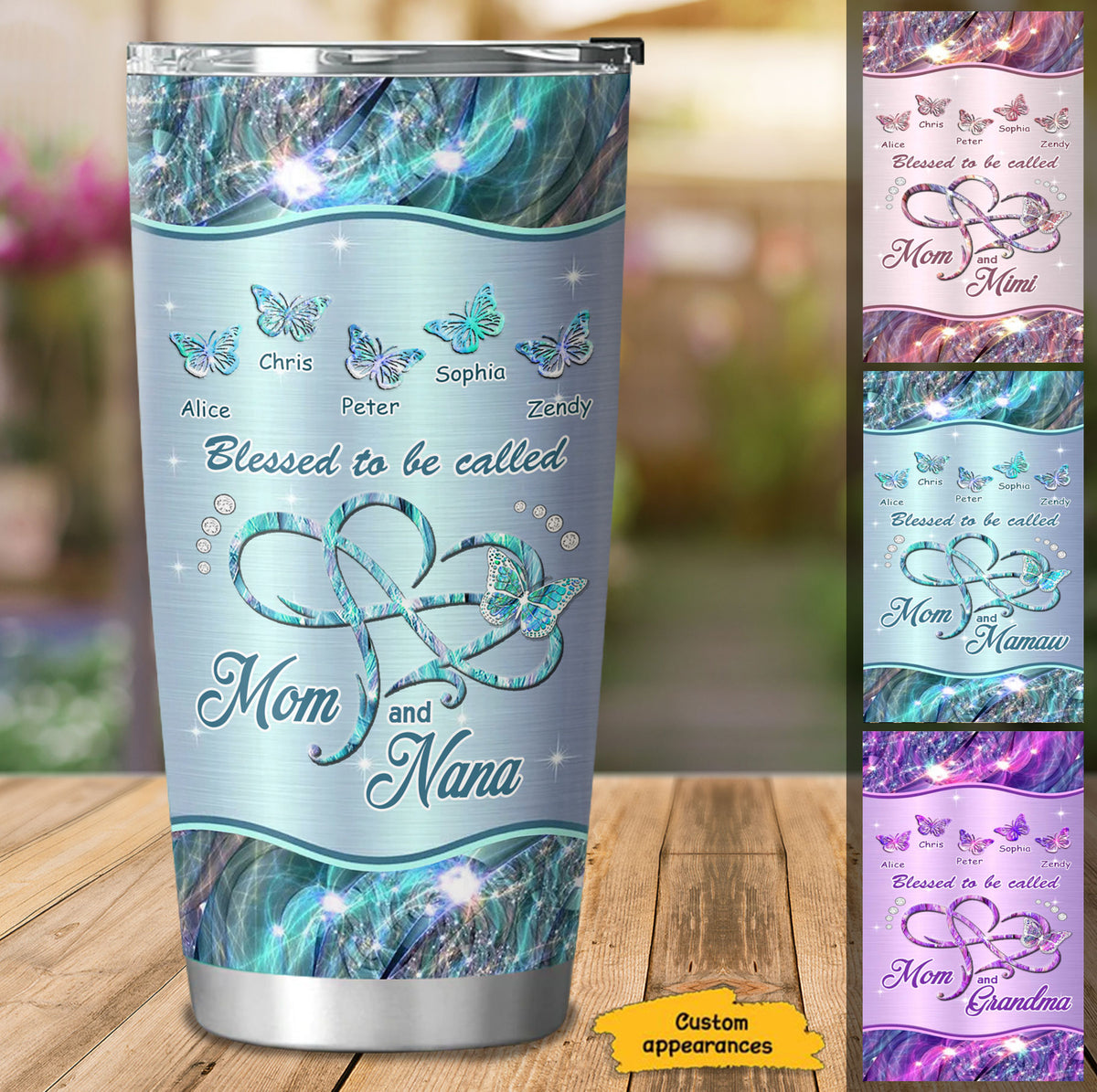 Butterfly Blessed to be called Mom and Nana Mimi Grandma Personalized Tumbler