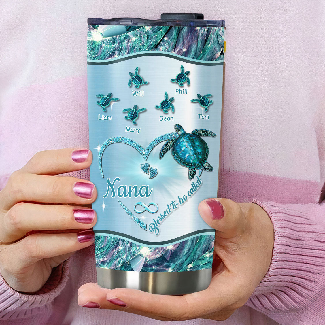 Turtle Blessed to be called Nana Mimi Gigi Grandma Personalized Tumbler - Drive mockup HP24HL27JUN02