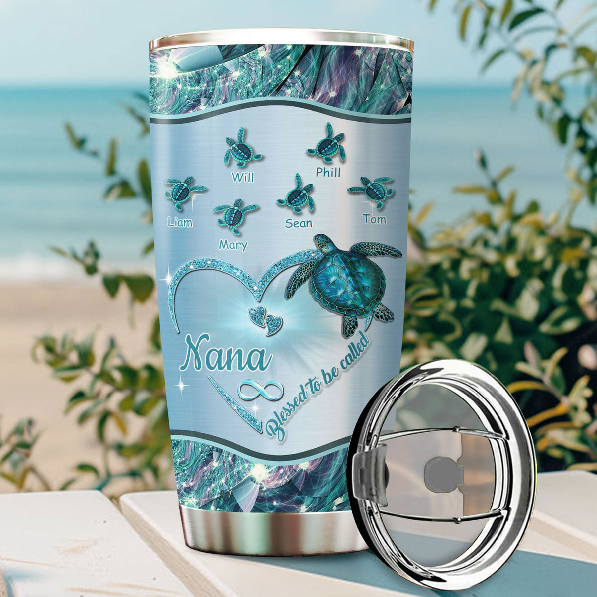 Turtle Blessed to be called Nana Mimi Gigi Grandma Personalized Tumbler - Drive mockup HP24HL27JUN02