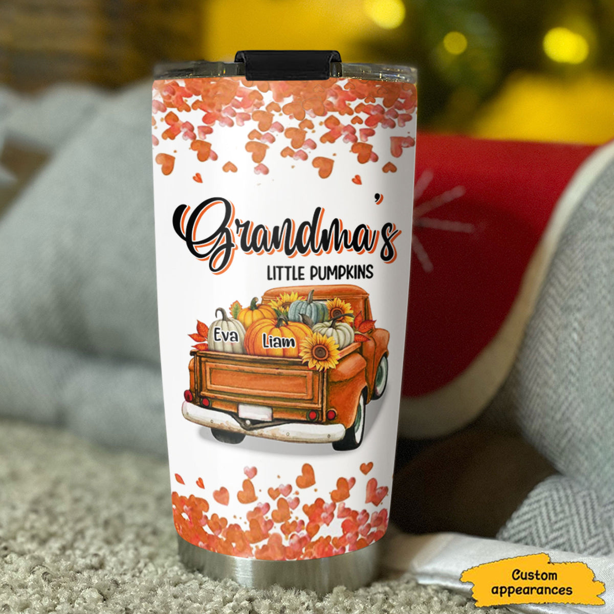 Little Pumpkins Truck Grandma Nickname Kids Names Personalized Tumbler 4 Colors 20oz