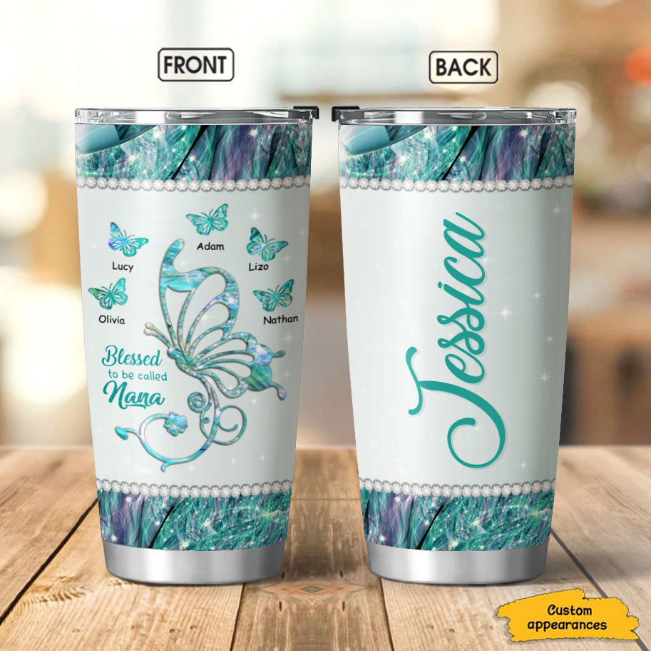 Butterfly Blessed to be called Grandma Nana Nanny Mimi Personalized Tumbler SC151106 - Drive mockup HP10NOV22HL01
