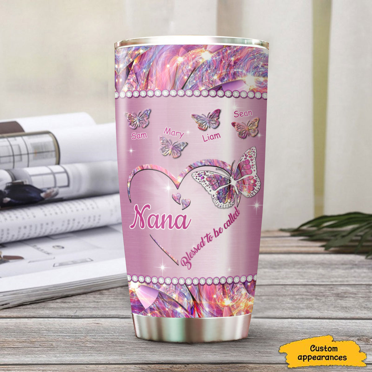 Butterfly Blessed To Be Called Mom Grandma Nana Mimi Gigi Auntie Personalized Tumbler Sc2412431