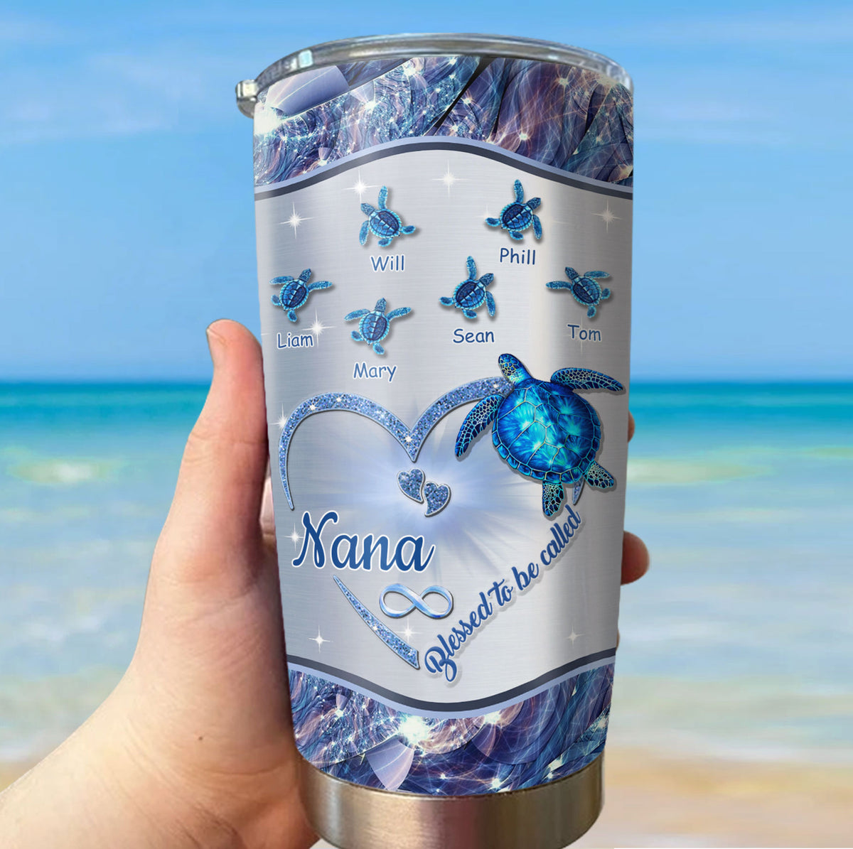 Turtle Blessed to be called Nana Mimi Gigi Grandma Personalized Tumbler - Drive mockup HP24HL27JUN02