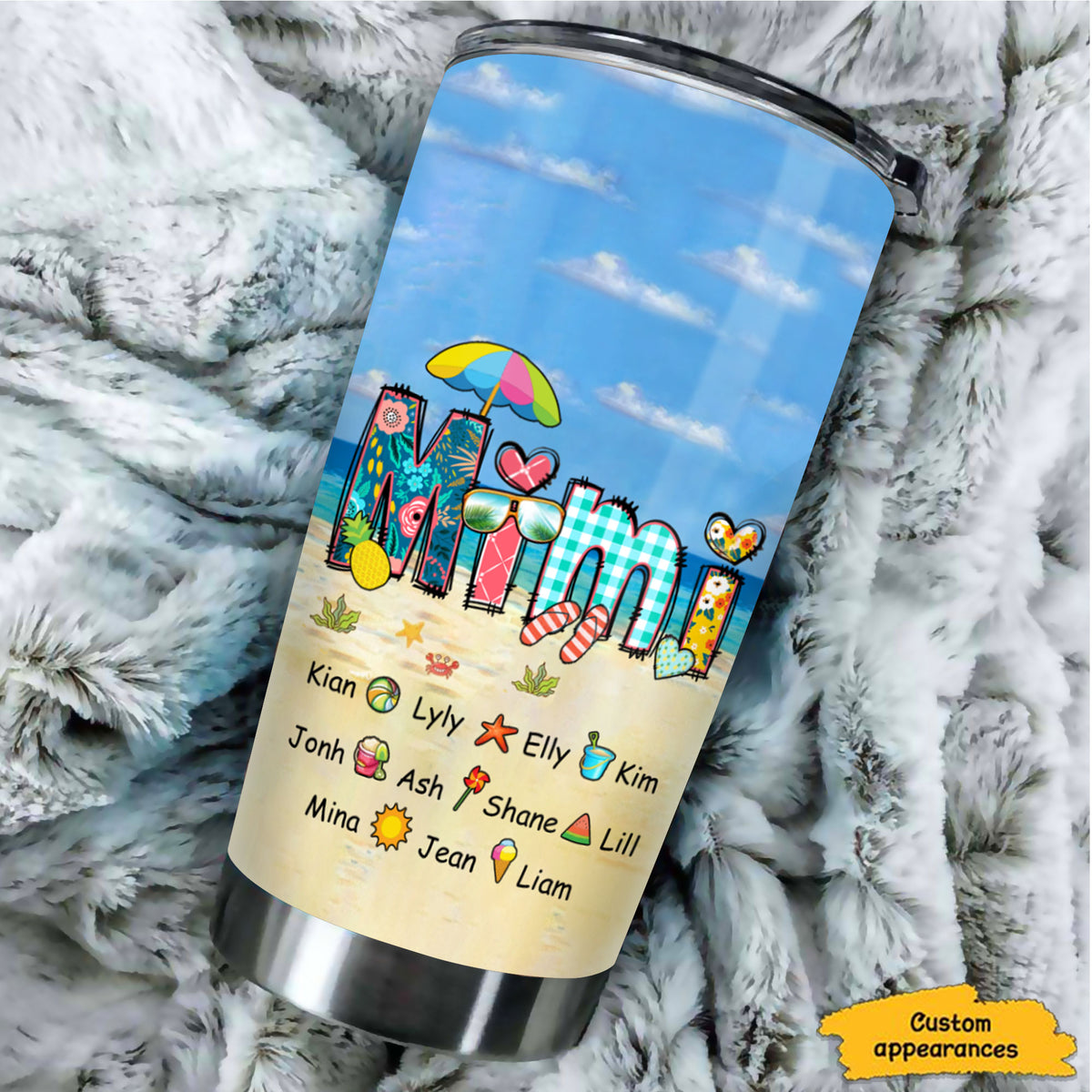 Summer Beach Grandma Mimi Nana Mommy Personalized Tumbler - Drive mockup HP28FEB23HL05