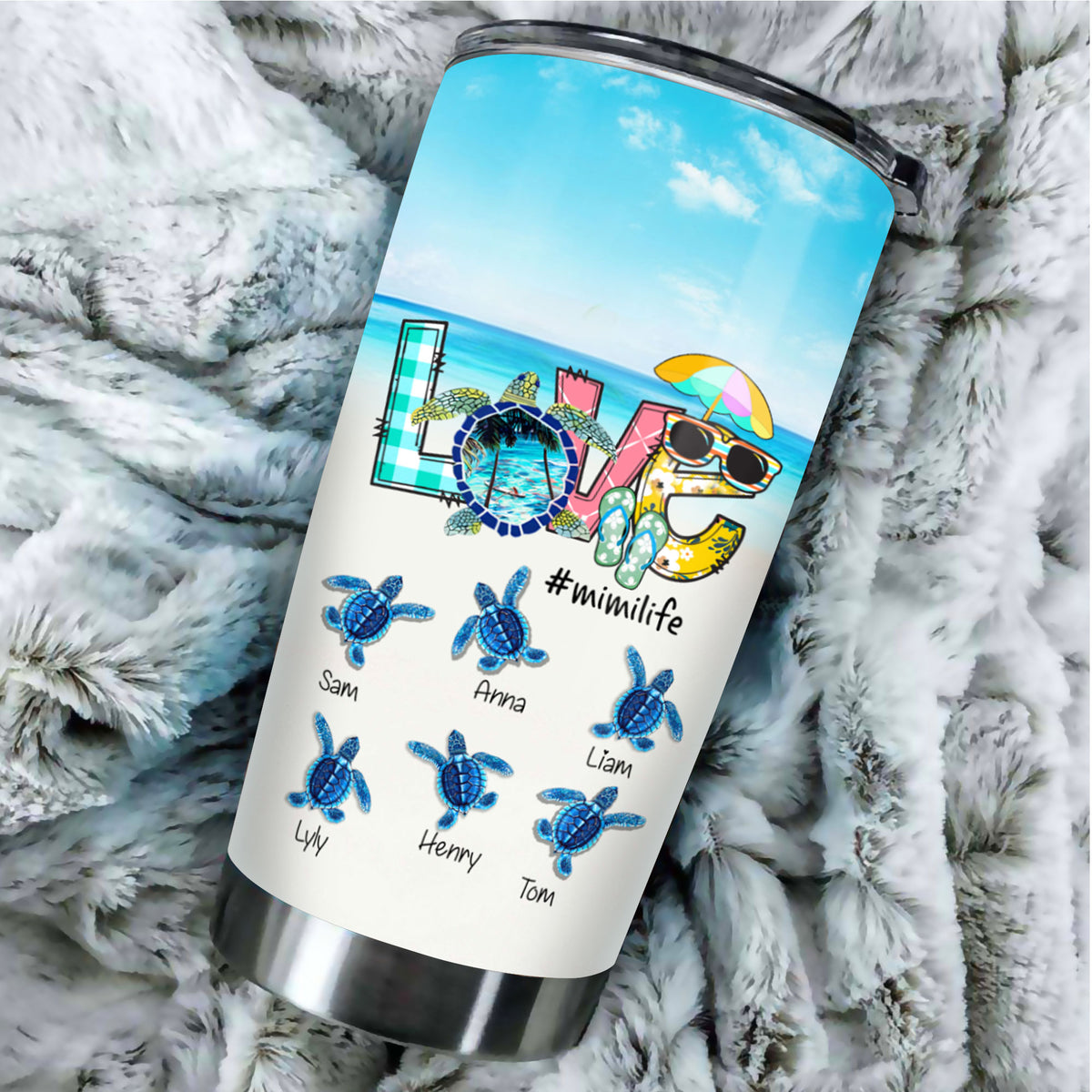 Turtle LOVE Mom Grandma Nana Mimi Gigi Auntie Personalized Tumbler