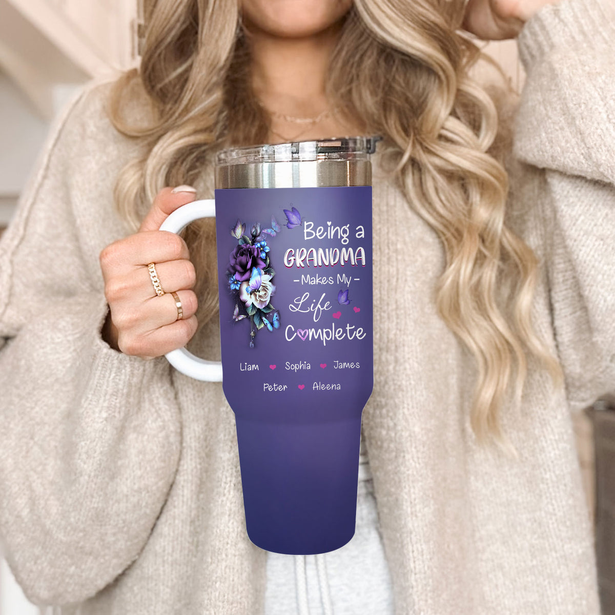 Being a Grandma Make My Life Complete personalized tumbler 40oz - 3