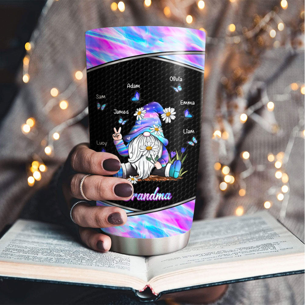 Hippie Gnome Grandma Nickname Kids Names Personalized Tumbler 4 Styles 20oz