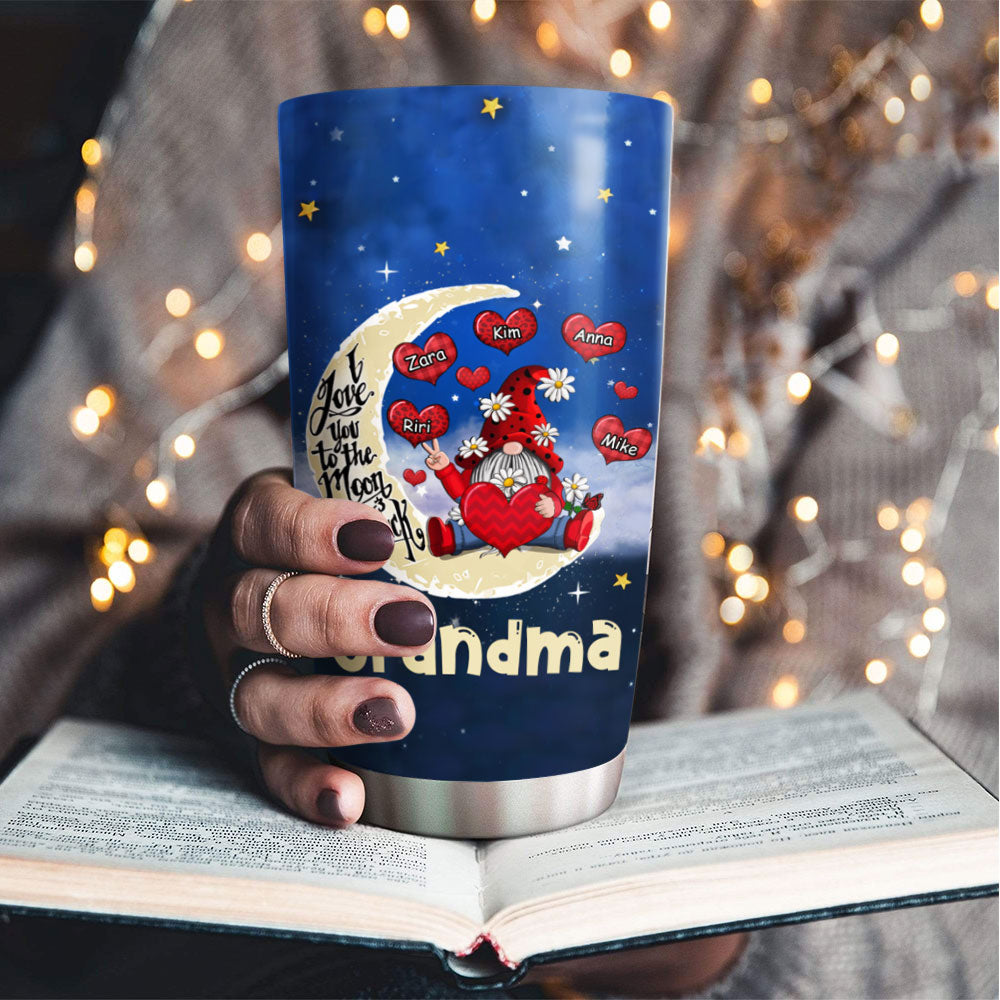 Gnome I Love You To The Moon And Back Grandma Nana Mimi Mom Auntie Personalized Tumbler
