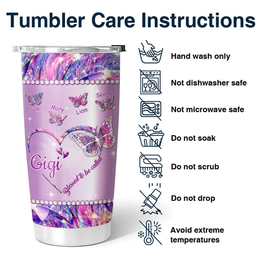 Butterfly Blessed To Be Called Mom Grandma Nana Mimi Gigi Auntie Personalized Tumbler Sc2412431