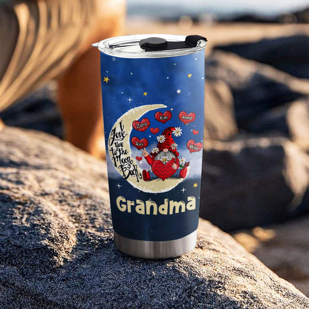 Gnome I Love You To The Moon And Back Grandma Nana Mimi Mom Auntie Personalized Tumbler