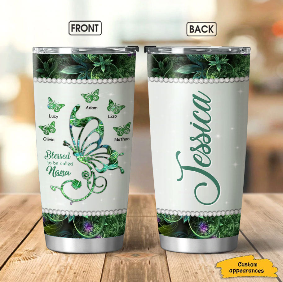 Butterfly Blessed to be called Grandma Nana Nanny Mimi Personalized Tumbler SC151106 - Drive mockup HP10NOV22HL01