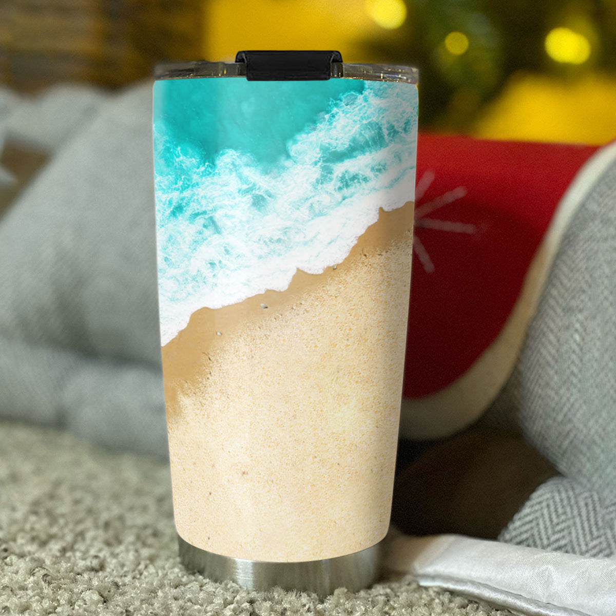 Sea Turtle Beach Happiness Is Being A Grandma Kids Names Personalized Tumbler 20oz