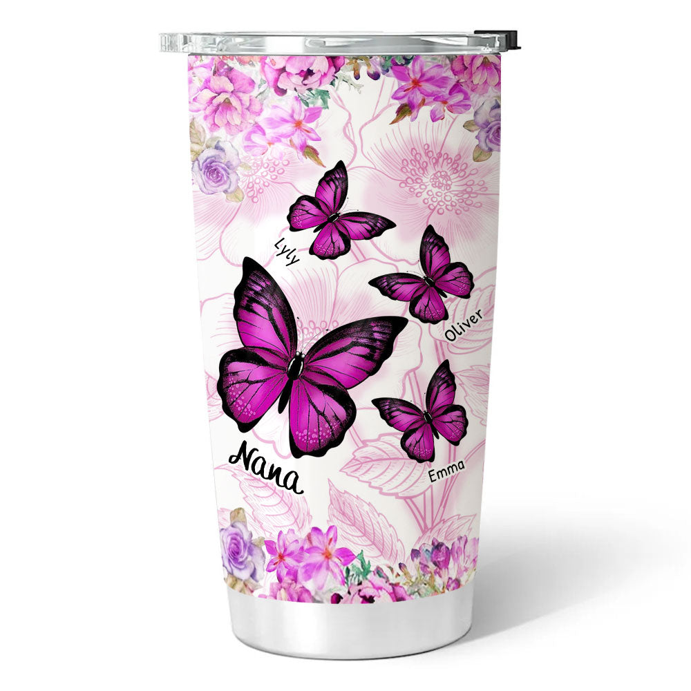 Flower Butterfly Grandma Nana Mimi Personalized Tumbler SC151109 - Drive mockup HP24HL19APR02