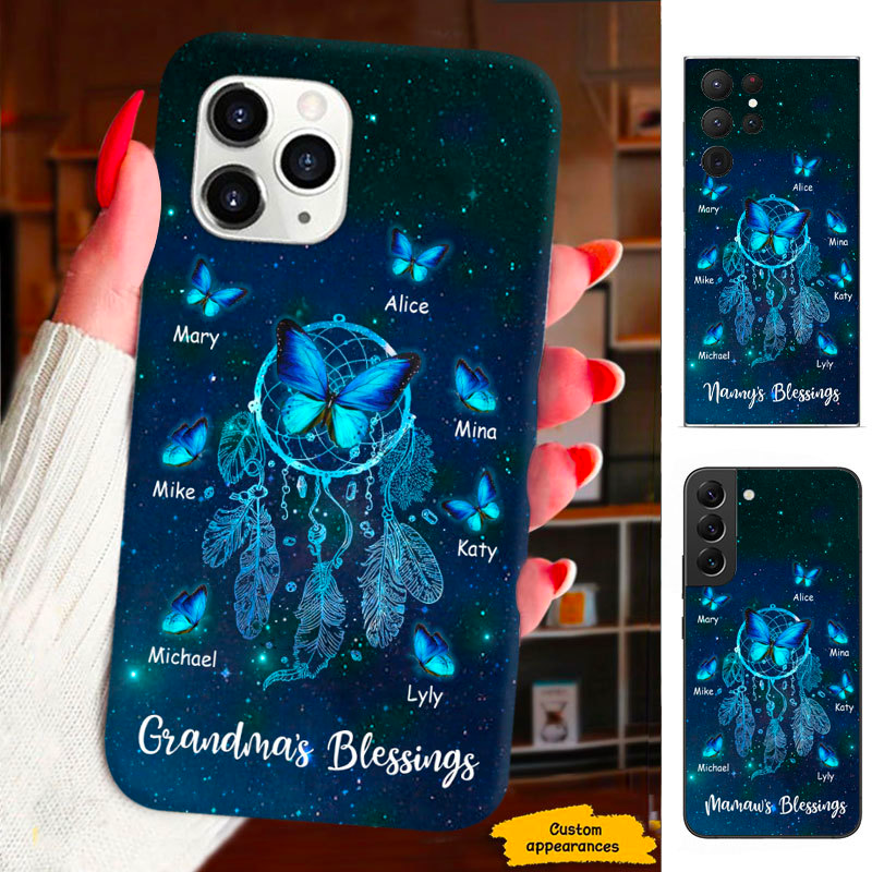Blue Butterfly Mom Grandma Blessings Nana Mimi Gigi Auntie Personalized phone case SC2312451