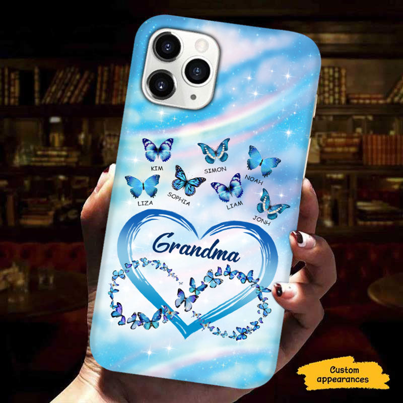 Blue Butterfly Mom Grandma Great Grandma Nana Mimi Gigi Auntie Personalized phone case SC2612439