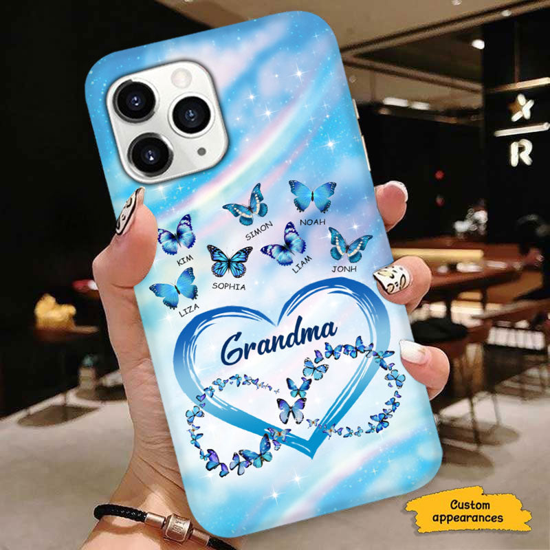 Blue Butterfly Mom Grandma Great Grandma Nana Mimi Gigi Auntie Personalized phone case SC2612439