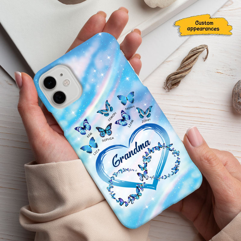 Blue Butterfly Mom Grandma Great Grandma Nana Mimi Gigi Auntie Personalized phone case SC2612439