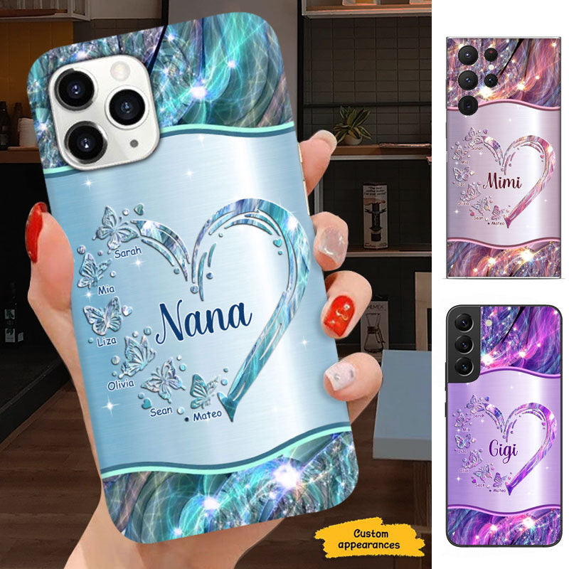 Butterfly Heart Grandma Mimi Nana Mommy Auntie Personalized Phone Case SC81247
