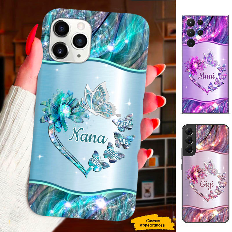 Flower Butterfly Grandma Mimi Nana Mommy Auntie Personalized Phone Case SC412410
