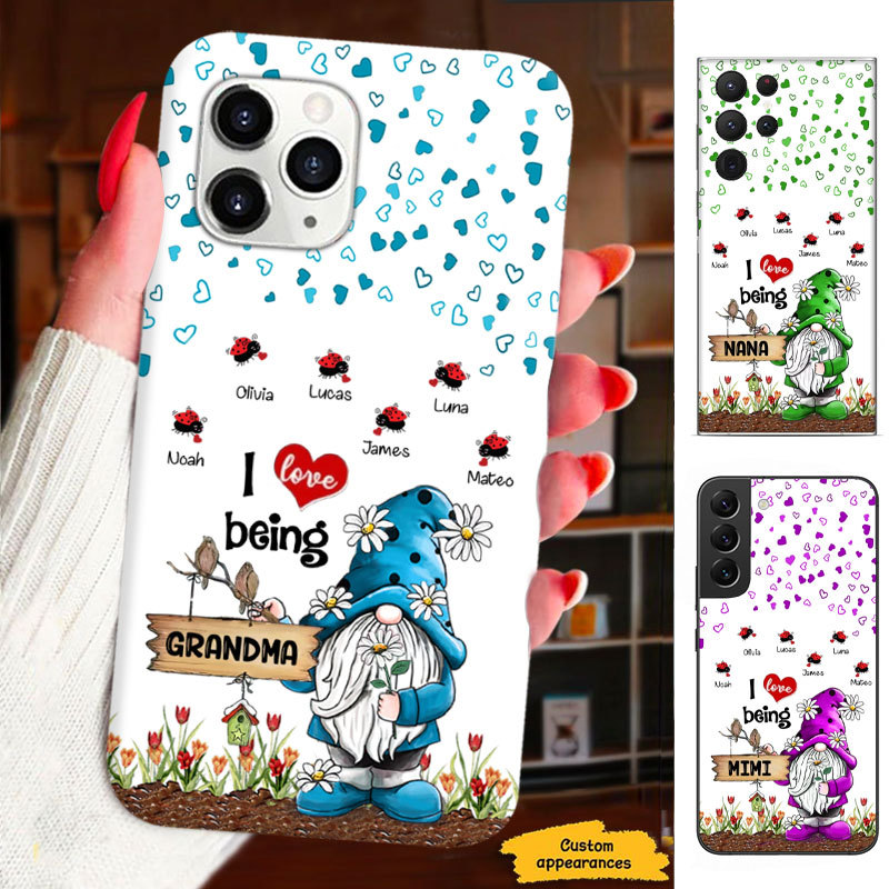 Gnome Lady Bug I Love Being Mom Grandma Nana Mimi Gigi Personalized Phone Case SC1612416