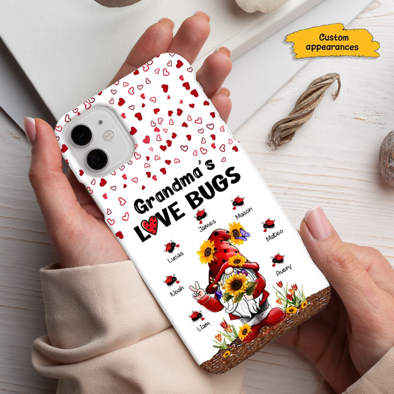 Gnome Mom Grandma Love Bugs Nana Mimi Gigi Auntie Personalized phone case SC2612429