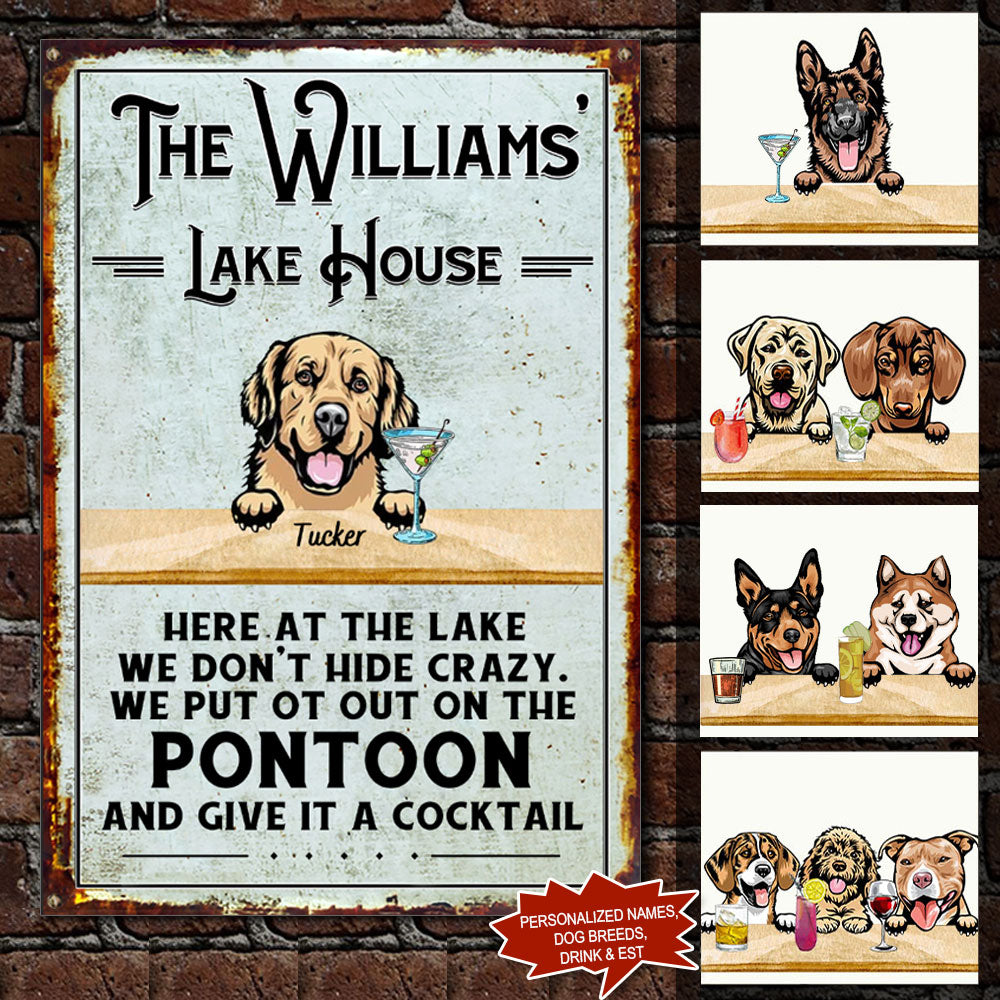 Personalized Custom Dog And Cat Lake House Metal Sign - Drive mockup HP29HL055