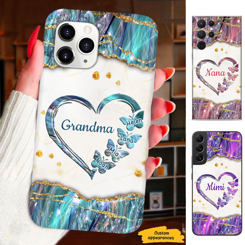 Heart Butterfly Mom Grandma Nana Mimi Gigi Auntie Personalized phone case SC2212429