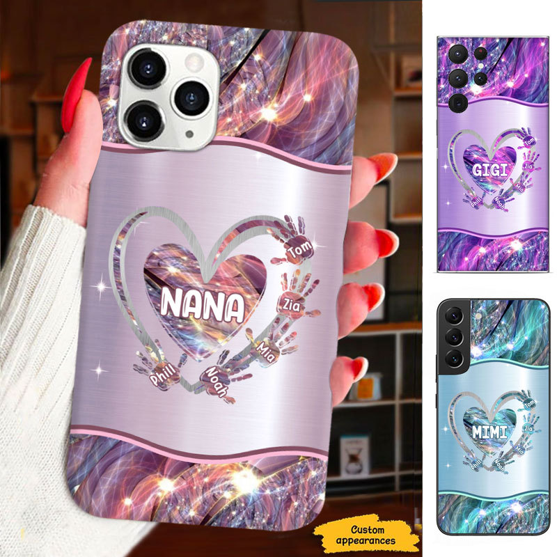 Heart Handprint Grandma Mimi Nana Mommy Auntie Personalized Phone Case SC81241