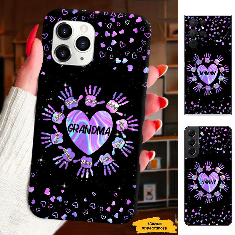 Heart handprint Grandma Nana Mimi Gigi Personalized Phone Case SC1512411