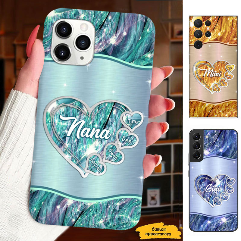Hearts Grandma Nana Mimi Mom Auntie Personalized Phone Case SC24101716