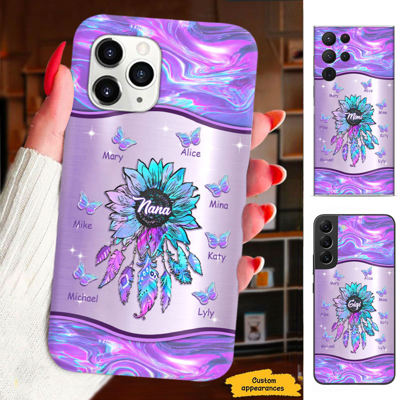 Hologram Butterfly Dreamcatcher Grandma Mimi Nana Mommy Auntie Personalized Phone Case SC812417
