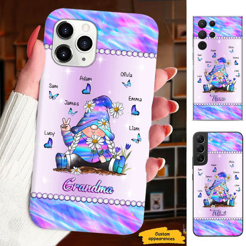 Hologram Butterfly Gnome Grandma Nana Mimi Mom Auntie Personalized Phone Case SC24100825