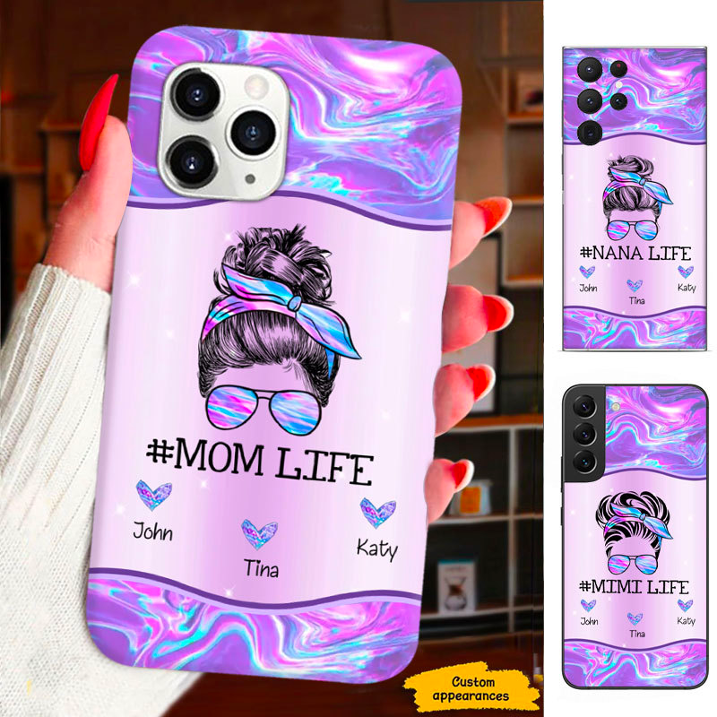 Hologram Messy Bun Hair Mom Grandma Nana Mimi Gigi Personalized Phone Case SC1612423