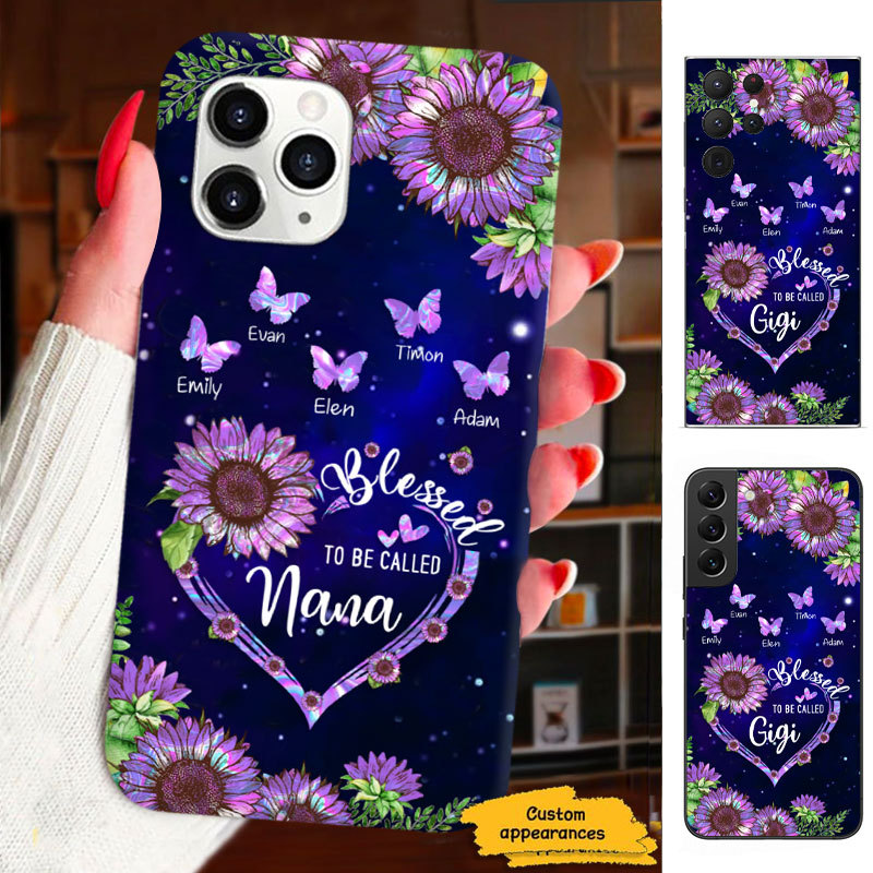 Hologram Sunflower Blessed To be called Grandma Nana Mimi Mommy Personalized Phone Case SC2612231