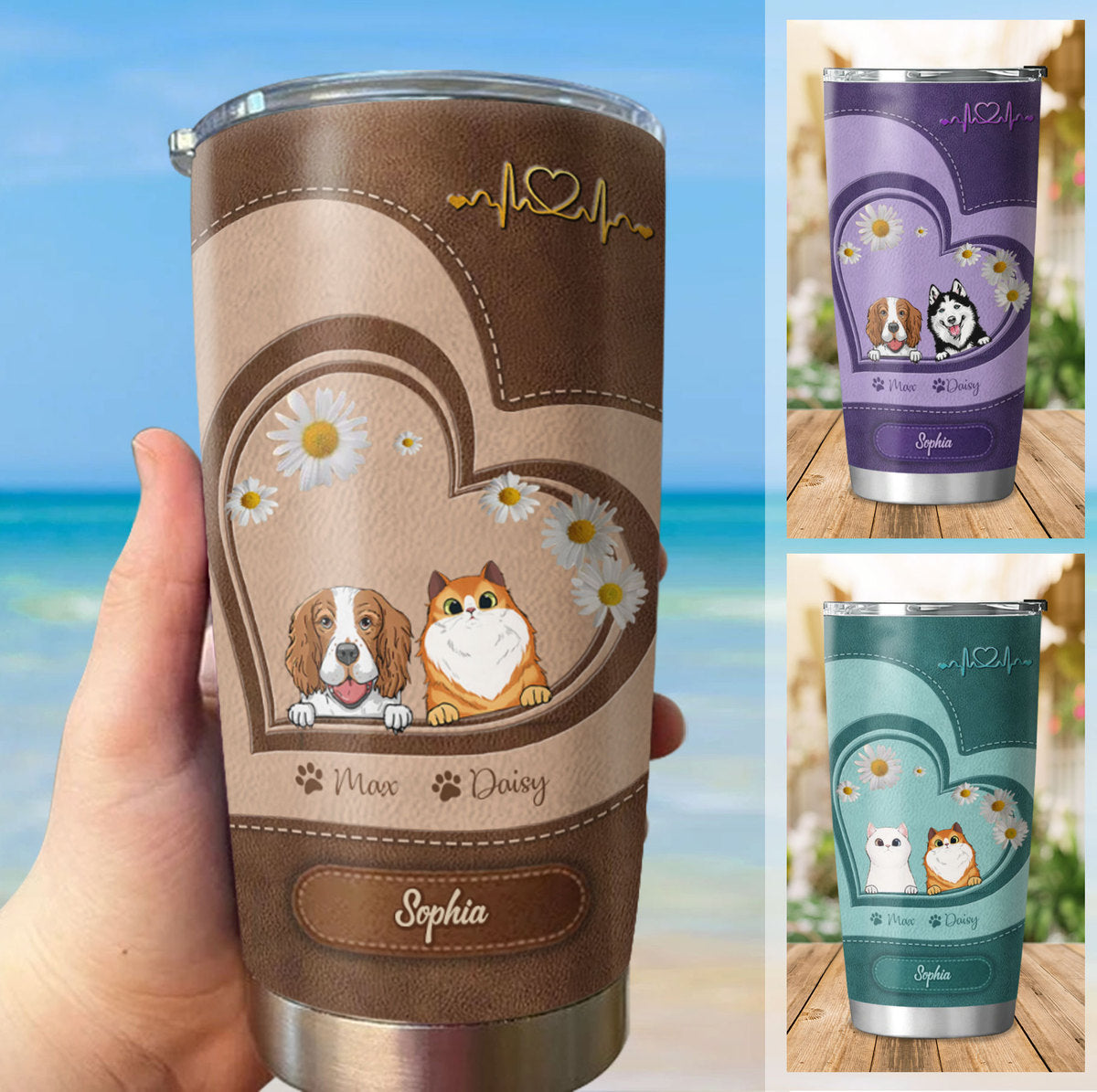 Leather Pattern Dog Cat Pet Lovers Personalized Tumbler