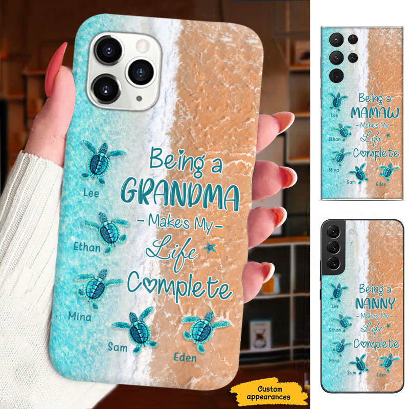 Beach Turtles Being A Grandma Makes My Life Complete Personalized Phone Case - Drive mockup HP28MAR24HL01